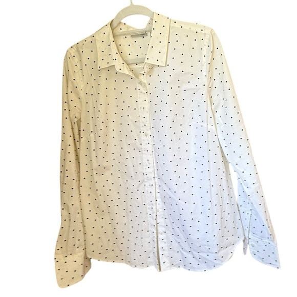 Halogen White Polka Dot Button Down Shirt - Picture 1 of 5